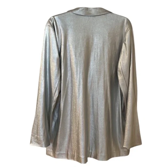 Jennifer Lopez JLO size Medium silver metallic double breasted blazer - Picture 2 of 14